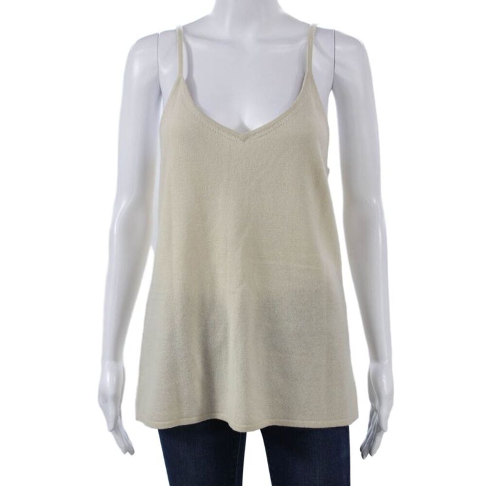 360 Cashmere Womens Camisole Beige V Neck Sleeveless Summer Size L